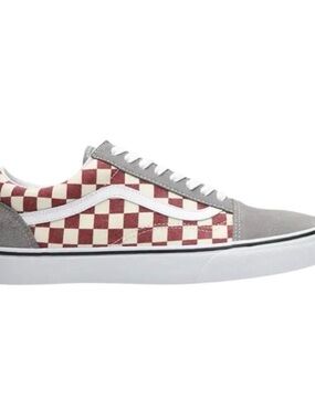 EUC Vans Old Skool Checkerboard Rust & Gray Mens Sneaker Shoes Size 12